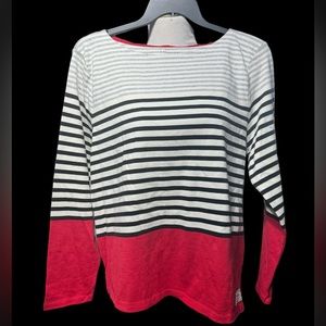NWT Talbots sweater striped white and red size XL